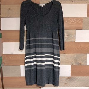 Gray and White Stripe Sweater Dress